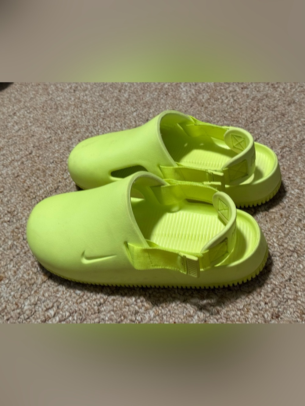 Nike Neon Lime Slip-On Clogs with Back Strap